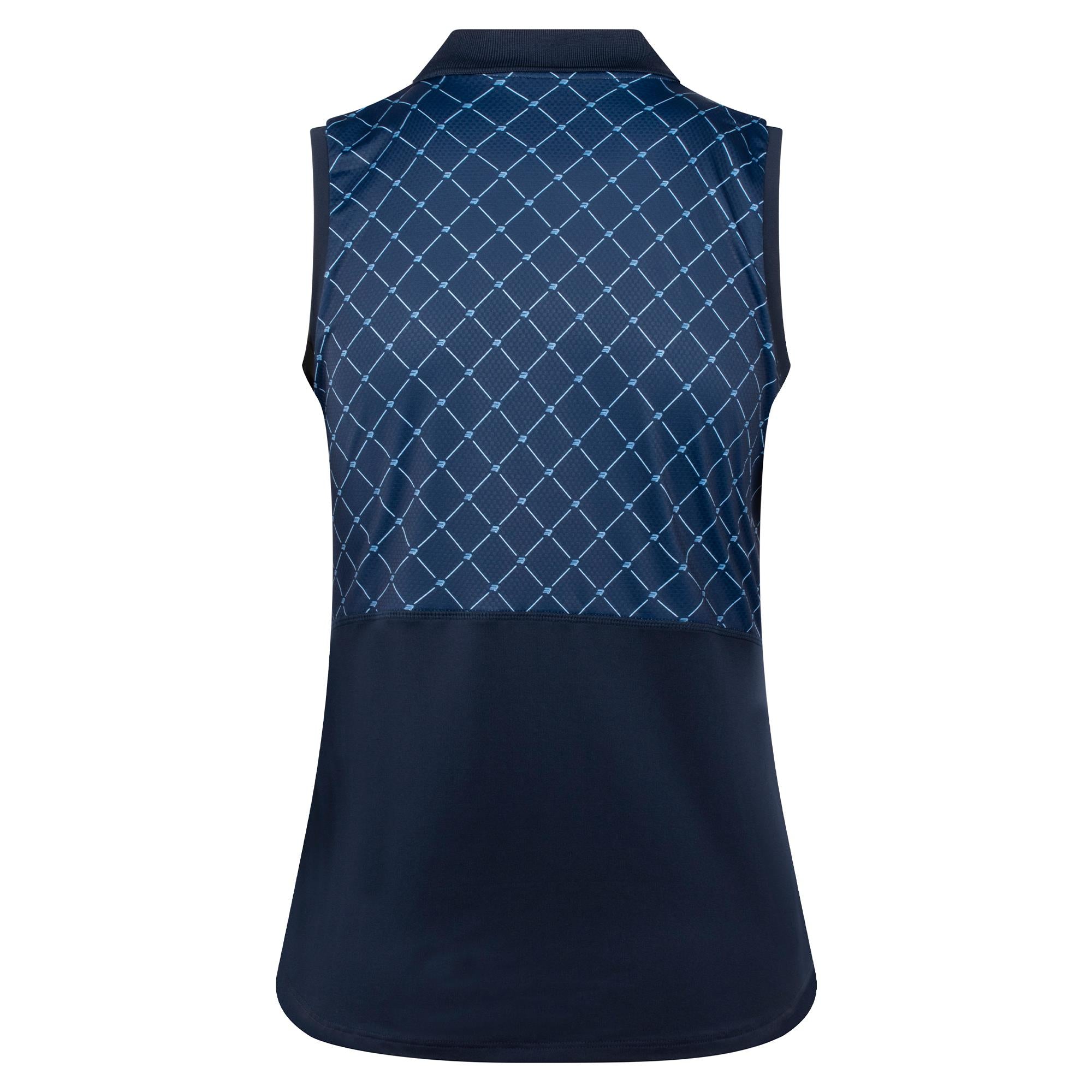 Rohnisch Nicky Ladies Sleeveless Golf Polo Shirt Micro R Check Navy